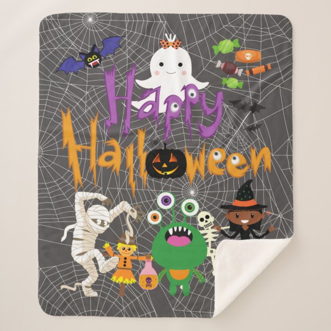 Happy Halloween Kids Niedlich und Spooky Sherpadecke (Vorderseite)