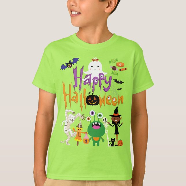 Happy Halloween Kids Niedlich und Spooky T-Shirt (Vorderseite)