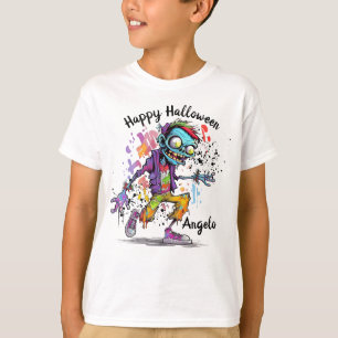 Happy Halloween Kids Zombie Colorful Splash T-Shirt