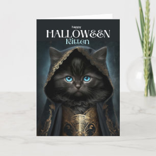 Happy Halloween Kitten Niedlich Black Cat Hexe Cap Feiertagskarte
