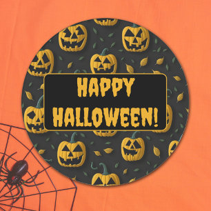 Happy halloween knackiger Cartoon dunkel Runder Aufkleber