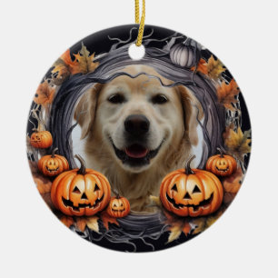 Happy Halloween Kranz mit Pumpkins Custom Foto Keramik Ornament