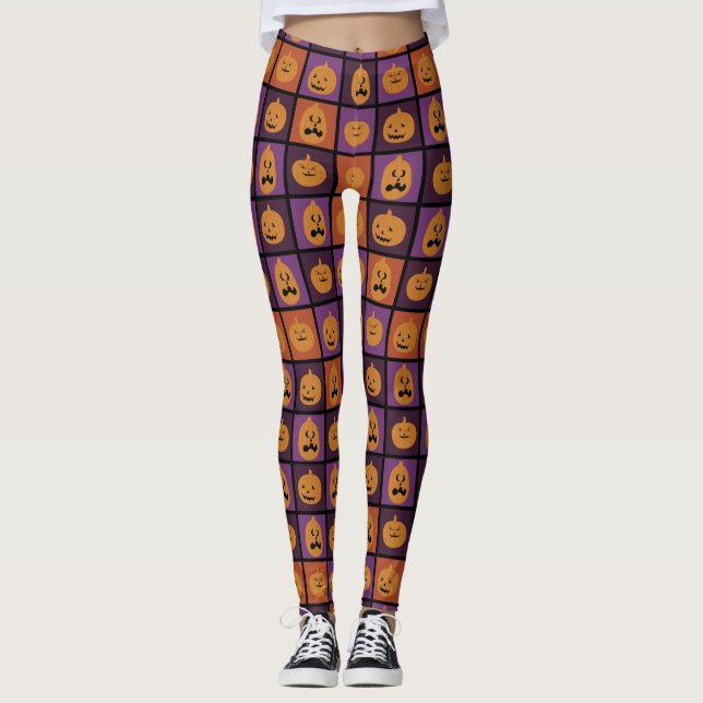 Happy Halloween Kürbis Leggings (Vorderseite)
