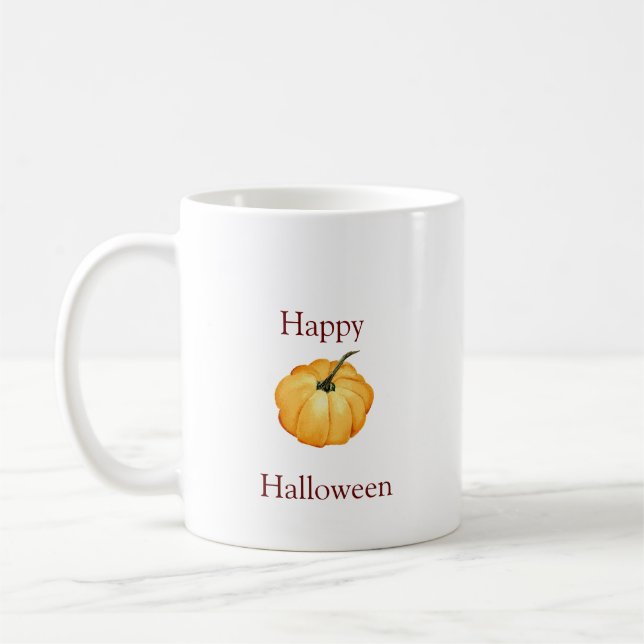 Happy Halloween-Kürbisfarbe Kaffeetasse (Links)