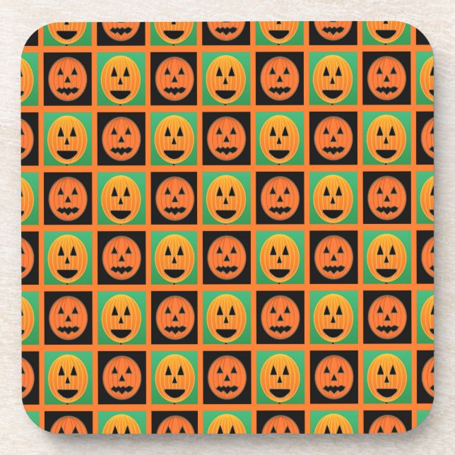Happy Halloween Kürbisgesicht Untersetzer (Vorderseite)