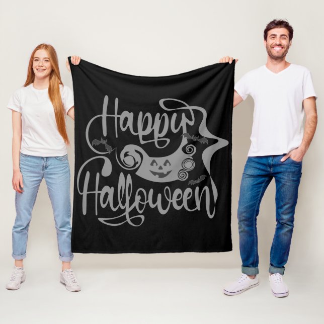 Happy Halloween-Kürbislaterne Fleecedecke (Beispiel)
