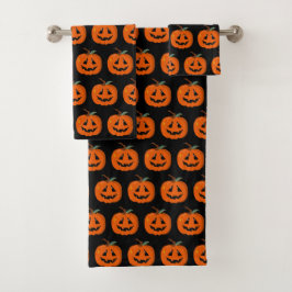Happy Halloween Kürbislaterne Illustrative Kunst Badhandtuch Set