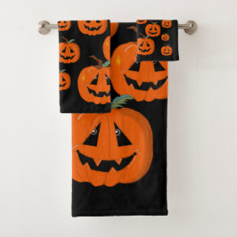 Happy Halloween Kürbislaterne Illustrative Kunst Badhandtuch Set