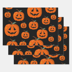 Happy Halloween Kürbislaterne Illustrative Kunst Geschenkpapier Set