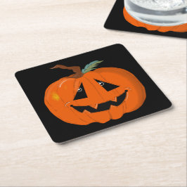 Happy Halloween Kürbislaterne Illustrative Kunst Rechteckiger Pappuntersetzer