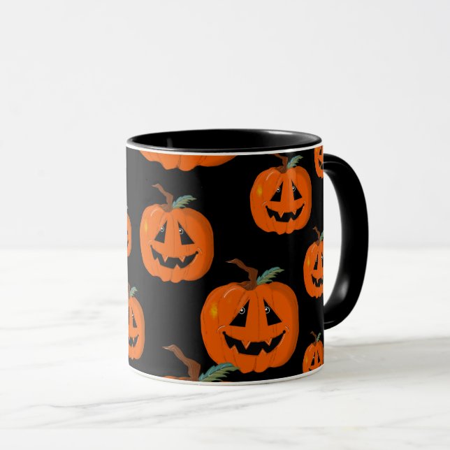 Happy Halloween Kürbislaterne Illustrative Kunst Tasse (VorderseiteRechts)