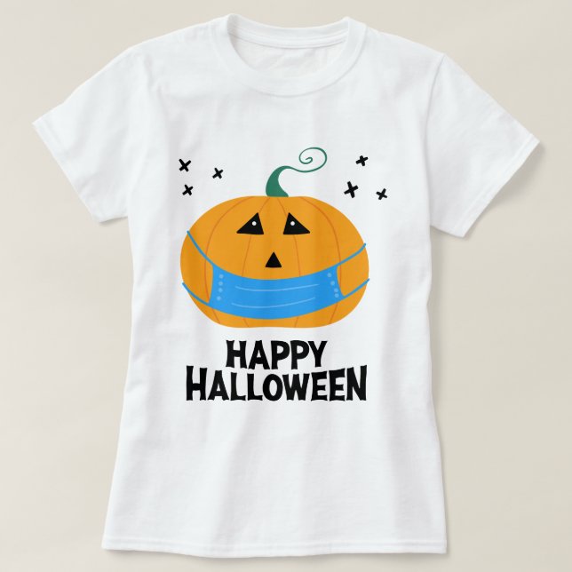 Happy Halloween | Kürbislaterne mit Maske T-Shirt (Design vorne)