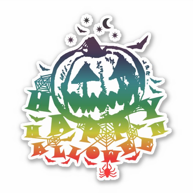 Happy Halloween Kürbislaterne Multi Color Aufkleber (Vorderseite)