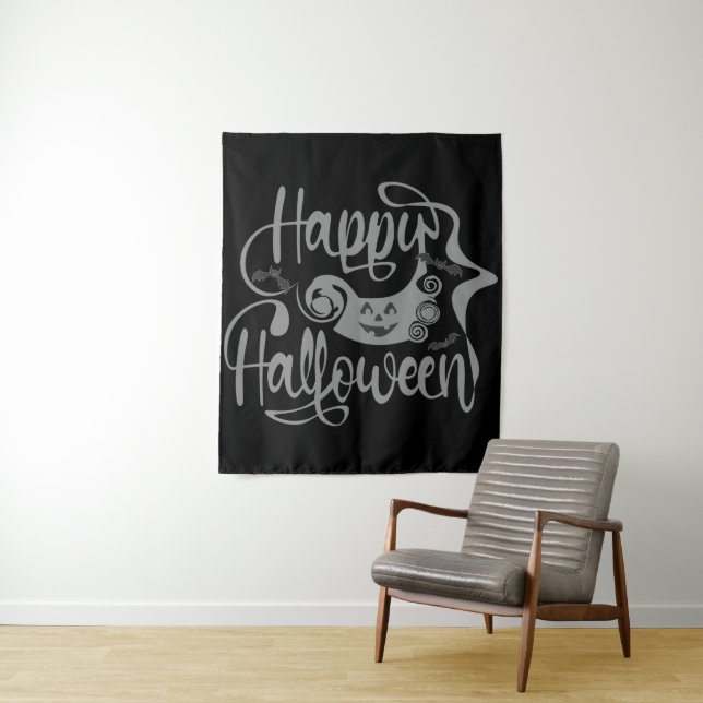 Happy Halloween-Kürbislaterne Wandteppich (Beispiel)