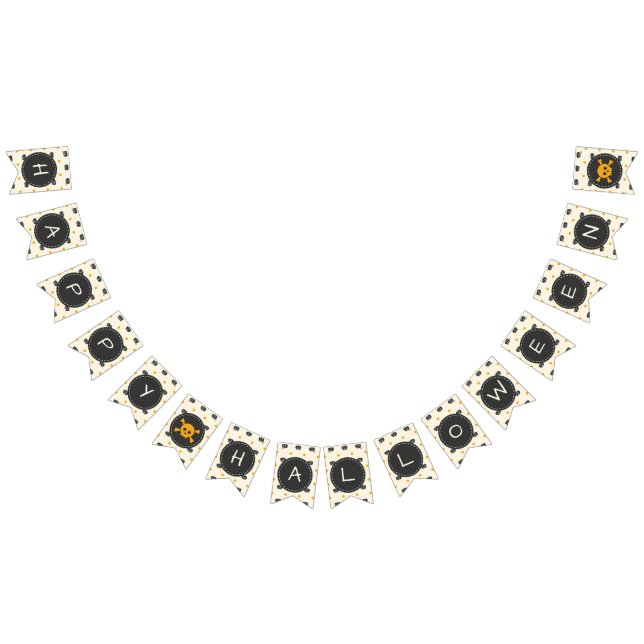 Happy Halloween. Kürbislaterne White Polka Dots Wimpelkette (Alle)