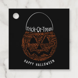 Happy Halloween Kürbislaterne Word Art Black Geschenkanhänger