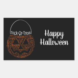 Happy Halloween Kürbislaterne Word Art Orange Rechteckiger Aufkleber