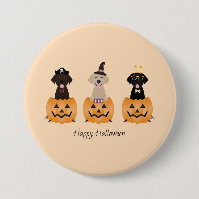 Happy Halloween Labrador Retriever Dogs Pumpkin Button (Vorderseite)