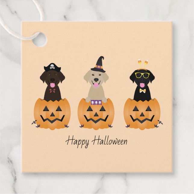 Happy Halloween Labrador Retriever Dogs Pumpkin Geschenkanhänger (Vorderseite)