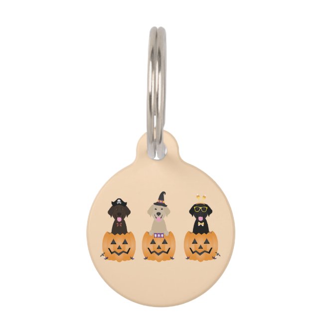 Happy Halloween Labrador Retriever Dogs Pumpkin Haustiermarke (Vorderseite)