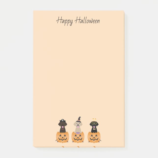 Happy Halloween Labrador Retriever Dogs Pumpkin Post-it Klebezettel (Vorderseite)