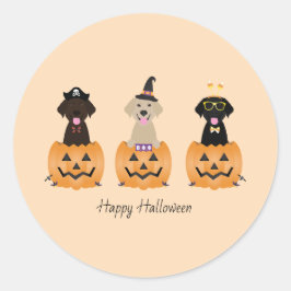 Happy Halloween Labrador Retriever Dogs Pumpkin Runder Aufkleber