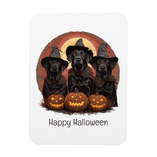 Happy Halloween Labrador Retriever Hunde Hexenhats Magnet (Vertikal)