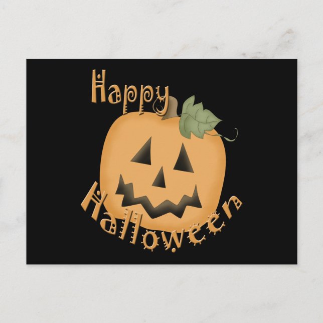Happy Halloween Lächelnder Jack O'Lantern Postkarte (Vorderseite)