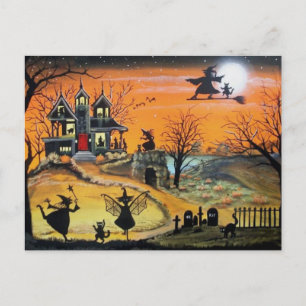 Happy Halloween Landschaft Holiday Postcard Feiertagspostkarte