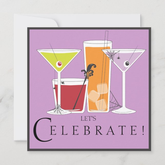 Happy Halloween Lass uns leckere Cocktails feiern Einladung (Vorderseite)