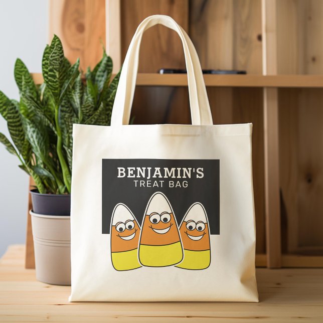 Happy Halloween Leckerei Individuelle Name Candy C Tragetasche (Custom Tote Bag)