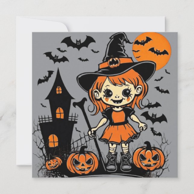 Happy Halloween Leckerei oder Tricks Design Einladung (Vorderseite)