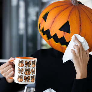 Happy Halloween Leopart Bow Pumpkin Coquette Tasse
