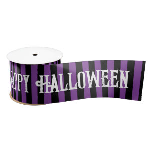 Happy Halloween Lila Black Hexe Stripes Satinband
