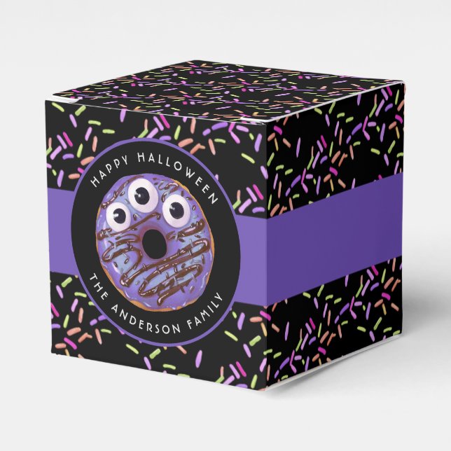 Happy Halloween Lila Blue Monster Donut Geschenkschachtel (Vorderseite)