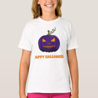 Happy Halloween Lila Kürbis Mädchen T-Shirt