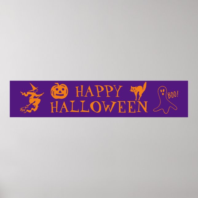Happy Halloween lila orangefarbene Leckerei Poster (Vorne)