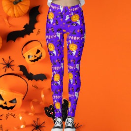 Happy Halloween Lila Spooky Festival Leggings