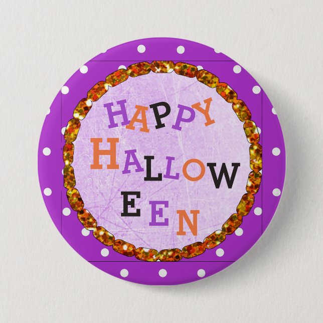 Happy Halloween Lila und orange Tasten Button (Vorderseite)