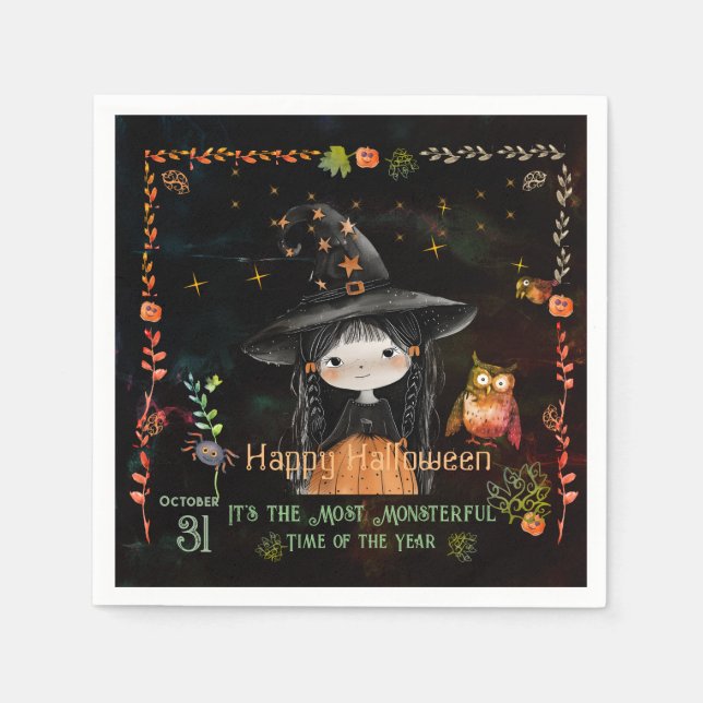 Happy Halloween Little Hexe Serviette (Vorderseite)
