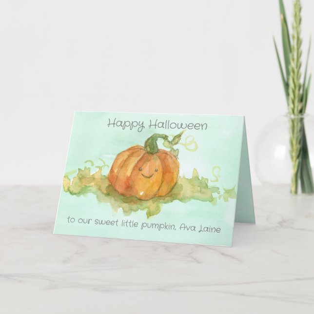 Happy Halloween Little Pumpkin Individuelle Name Karte (Vorderseite)