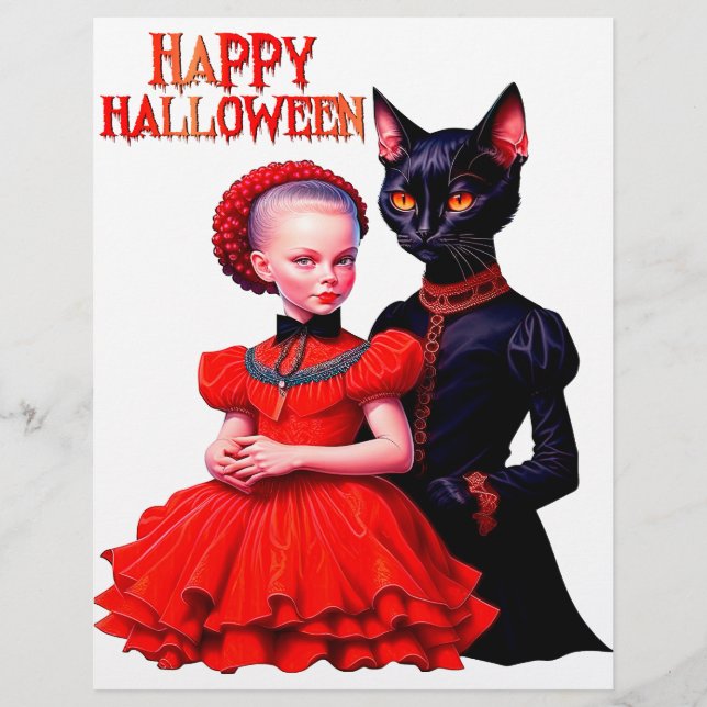Happy Halloween Little Witch And Her Black Cat Flyer (Vorne)
