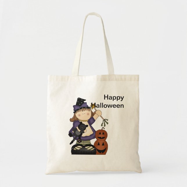 Happy Halloween Little Witch Trick-oder-Leckerei-T Tragetasche (Vorne)