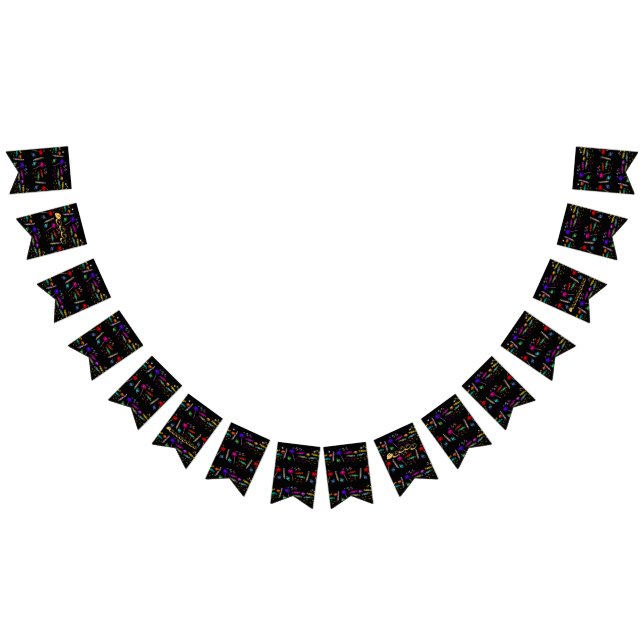 Happy Halloween Lollipops und Candy Black Pattern Wimpelkette (Alle)