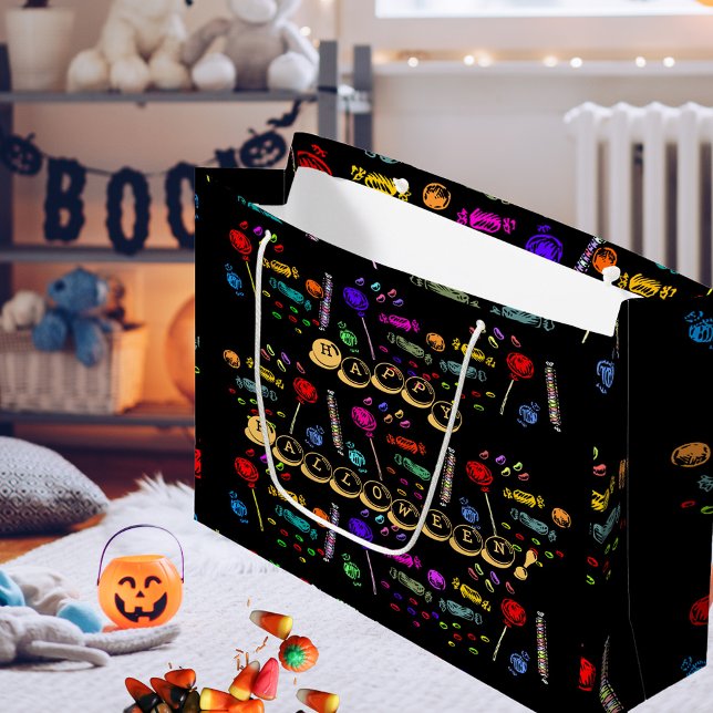 Happy Halloween Lollipops und Candy Pattern, ZSSG Große Geschenktüte (Happy Halloween Lollipops and Candy Pattern Large Gift Bag)