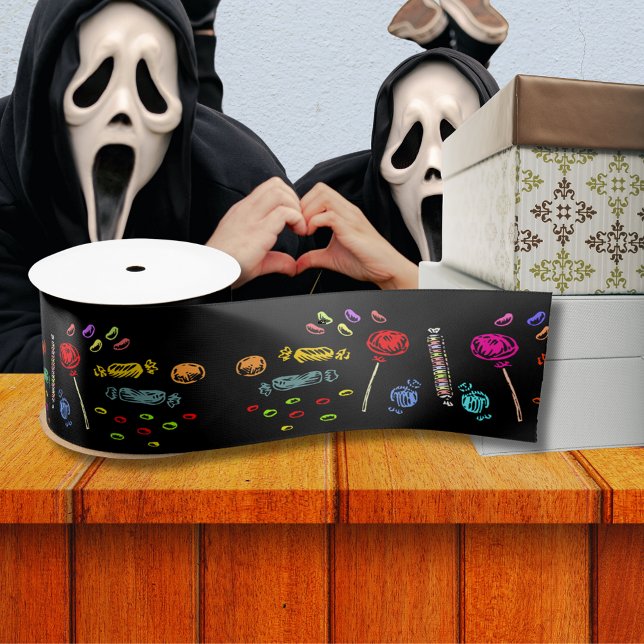 Happy Halloween Lollipops und Candy Pattern, ZSSG Satinband (Happy Halloween Lollipops and Candy Pattern, ZSSG Satin Ribbon)