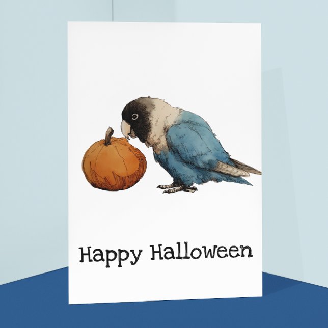 Happy Halloween Lovebird Pumpkin Zeichnend Postkarte (Von Creator hochgeladen)