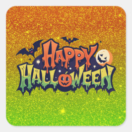 Happy Halloween lustige Imitate Glitzer Quadratischer Aufkleber