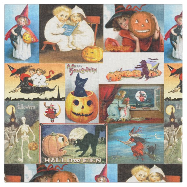 Happy Halloween Medley Retro Stoff (Nahaufnahme)
