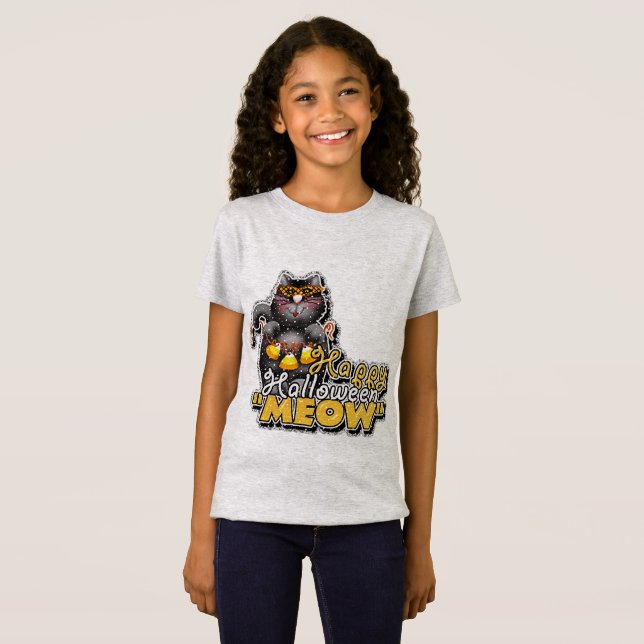 Happy Halloween Meow T-Shirt (Vorne ganz)
